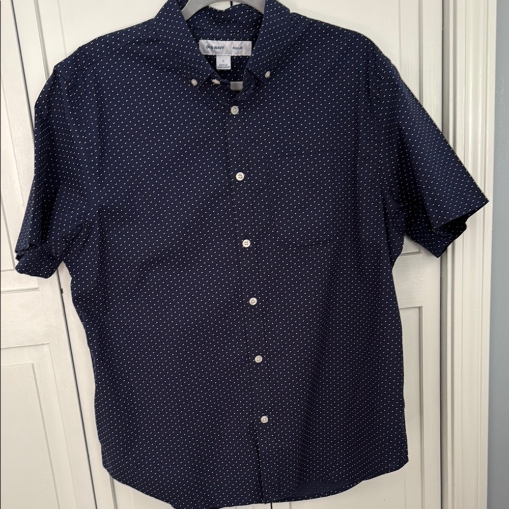 Old Navy Blue Casual Button Down Shirt Classic Design